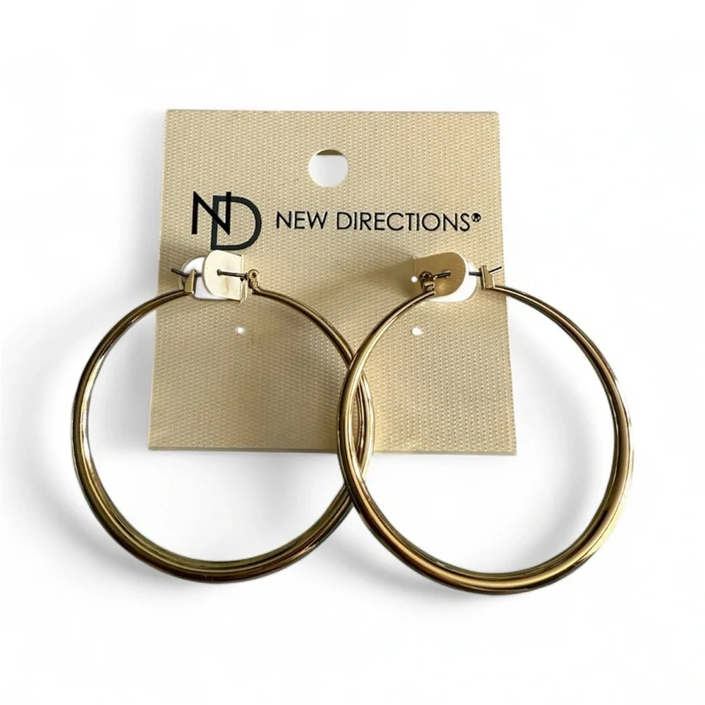New Directions Shiny Gold Hoop Earrings. New with tags.